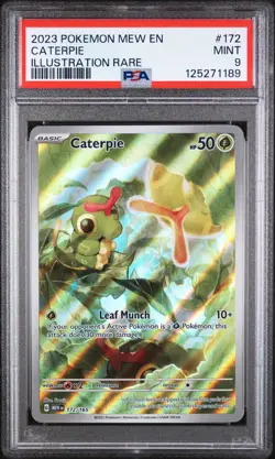 Caterpie Illustration Rare Pokemon Mew En-151 172/165 PSA 9 - Image 1