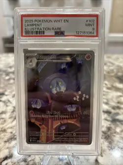 2025 POKEMON WHT EN-WHITE FLARE ILLUSTRATION RARE #102 LAMPENT PSA 9 - Image 1