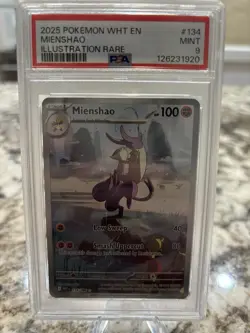 2025 POKEMON WHT EN-WHITE FLARE ILLUSTRATION RARE #134 MIENSHAO PSA 9 - Image 1