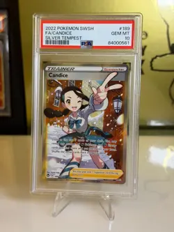 2022 Pokemon Candice Full Art #189 PSA 10 Gem Mint - Silver Tempest Trainer - Image 1