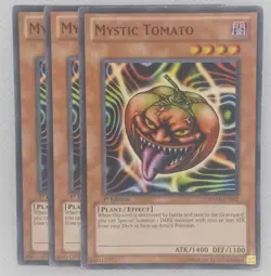 Yugioh TCG 3x Mystic Tomato SDMA-EN002 Common 1st Edition Light/Moderate Play - Image 1