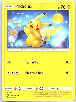 Pikachu 56/236 Non Holo SM - Unified Minds - Pokemon Card - NM - Image 1