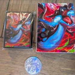 Pokemon Phantasmal Flames Mega Charizard X UPC Coin, Card Sleeves & Deck Box - Image 1