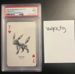 UMBREON PSA 9 Pokemon Gold Part 2 Playing Card 7 OF HEARTS 197 Poker Low Pop - Image 1