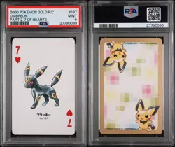 UMBREON PSA 9 Pokemon Gold Part 2 Playing Card 7 OF HEARTS 197 Poker Low Pop - Image 2