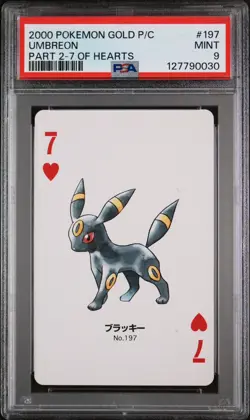UMBREON PSA 9 Pokemon Gold Part 2 Playing Card 7 OF HEARTS 197 Poker Low Pop - Image 3