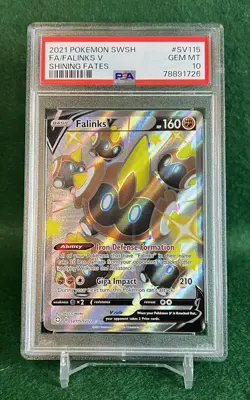 2021 Pokemon SWSH FA Falinks V Shining Fates SV115/SV122 PSA GEM MT 10 - Image 1