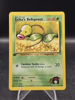 Pokemon TCG Erika's Bellsprout 76/132 1st Edition Gym Heroes Common NM - Image 1