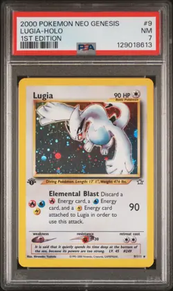 2000 POKEMON NEO GENESIS 1ST ED #9 LUGIA-HOLO PSA 7 - Image 1