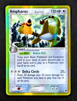 Pokemon AMPHAROS Ex Dragon Frontiers Set HOLO RARE Delta Species GOLD Foil 1/101 - Image 1