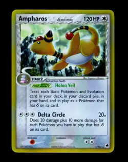 Pokemon AMPHAROS Ex Dragon Frontiers Set HOLO RARE Delta Species GOLD Foil 1/101 - Image 2