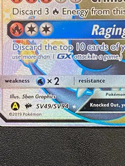 2019 Pokemon Sun And Moon Hidden Fates Shiny Charizard GX SV49/SV94 - Image 3