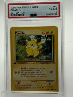 1999 Pokemon Jungle Pikachu 1st Edition #60 PSA 6 - Image 1