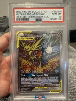 Moltres Zapdos Articuno GX SM210 Pokemon Hidden Fates Stained Glass Birds PSA 10 - Image 3