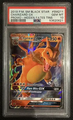 2019 Pokemon Sm Black Star Promo #SM211 Charizard Gx Hidden Fates Tins PSA 10 - Image 1