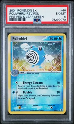 2004 POKEMON EX FIRE RED & LEAF GREEN #46 POLIWHIRL-REVERSE FOIL PSA 6 - Image 1