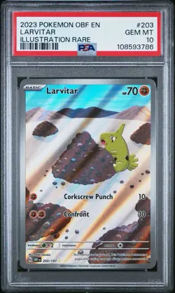 2023 POKEMON OBF EN-OBSIDIAN FLAMES | ILLUSTRATION RARE LARVITAR 203 PSA 10 - Image 1