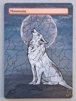 Hand Painted MTG Alter Land Mountain - Image 1