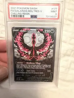 Pokemon Galarian Moltres v Holo Ultra Rare TCG Card 177/198 PSA 9 - Image 1