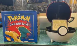 Rare Blue Box Pokemon 23k Plated Gold CHARIZARD PokeBall + COA 1999 Burger King - Image 1