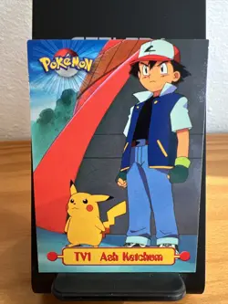1999 BLUE Topps Pokemon TV Animation Ash Ketchum Series 1 Foil #TV1 - Image 1