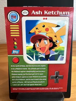 1999 BLUE Topps Pokemon TV Animation Ash Ketchum Series 1 Foil #TV1 - Image 3