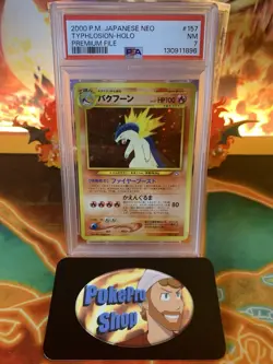 2000 Pokemon Japanese Neo Premium File Typhlosion 157 Holo - PSA 7 NM - Image 1