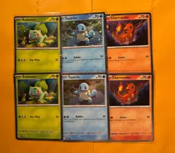 Pokemon 151 Poster Promos Bulbasaur Charmander Squirtle Cosmo Holo & Pixel Holo - Image 1