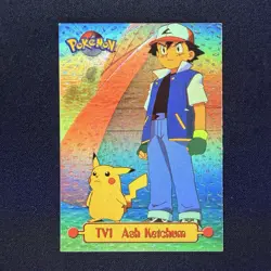 topps Pokemon TV Animation Edition Series 1 Rainbow Foil TV1 Ash Ketchum Black - Image 1