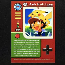 topps Pokemon TV Animation Edition Series 1 Rainbow Foil TV1 Ash Ketchum Black - Image 2