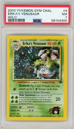 2000 Pokemon Gym Challenge Erika's Venusaur #4 Holo PSA 7 Vintage Swirl - Image 1