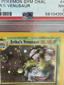 2000 Pokemon Gym Challenge Erika's Venusaur #4 Holo PSA 7 Vintage Swirl - Image 3