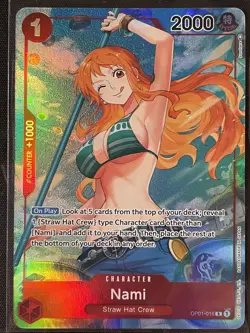 ONE PIECE Card Game TCG CCG OP01-016 PRE-ERRATA NAMI ALT ART RAW ALPHA 1st Wave - Image 1