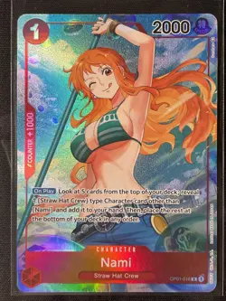 ONE PIECE Card Game TCG CCG OP01-016 PRE-ERRATA NAMI ALT ART RAW ALPHA 1st Wave - Image 2