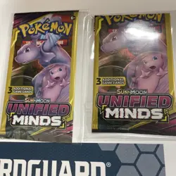 Pokemon Card 2- Unified Minds - Sun & Moon 3 Card Mini Booster Pack Mew & Mewtwo - Image 1