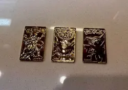 Pokemon 23k gold plate Trading card lot Pikachu, Mewtwo, Togepi - no pokeball - Image 1