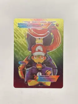 Ash Ketchum Vmax HP 50,000,000 Weakness NONE Rainbow Foil Fan Art Card Mint/NM - Image 1