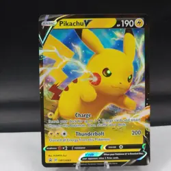 Pikachu V SWSH061 Black Star Promo Full Art Ultra Rare Holo Foil TCG Card NM 80 - Image 1