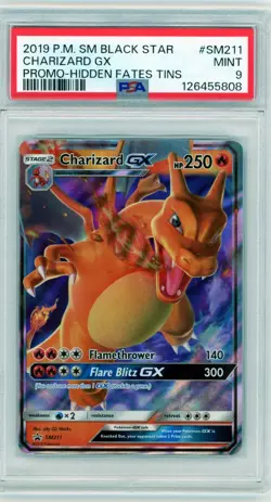 2019 Pokemon Hidden Fates Charizard GX Black Star Promo #SM211 PSA 9 MINT - Image 1