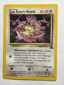 Pokemon TCG Team Rockets Meowth Black Star Promo Number 18 - Image 1