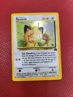 READ!! Meowth #10 2000 Pokemon Black Star Promo WOTC HOLO Game Boy - Image 1