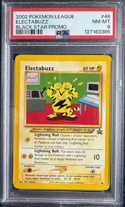 PSA 8 NM-MT 2002 Pokemon League Electabuzz Black Star Promo #46 NEW - Image 1
