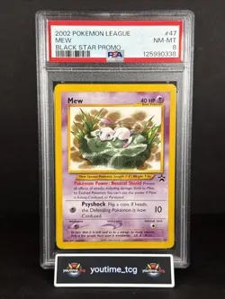 2002 Pokemon League Promo Black Star Mew #47 PSA 8 - Image 1