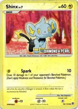 Pokemon Card TCG Shinx Reverse Holo Stamp 98/130 Diamond & Pearl HP - Image 1