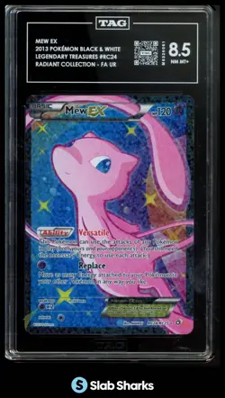2013 POKEMON B&W LEGENDARY TREASURES MEW EX FA UR RADIANT COLLECTION TAG 8.5 - Image 1