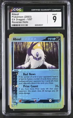 CGC 9 MINT Absol 2003 EX Dragon 1/97 Reverse Holo Pokemon Card - Image 1