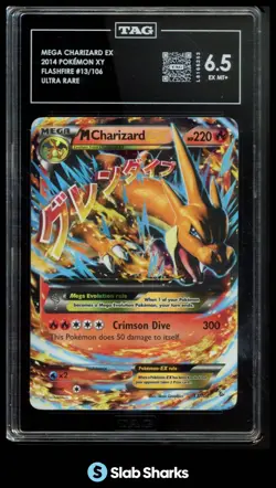 2014 POKEMON XY FLASHFIRE #13/106 MEGA CHARIZARD EX ULTRA RARE TAG 6.5 - Image 1