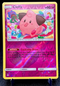 Cleffa 131/214 LP Rev Holo Discontinued Fairy ODDISH Art Unbroken Bonds Pokemon! - Image 1