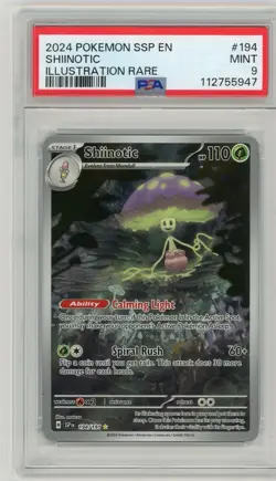 2024 Pokemon Surging Sparks Shiinotic Illustration Rare #194 PSA 9 Mint - Image 1