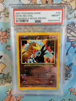 Pokemon Entei Movie 3 Reverse Holo Promo #34 PSA 8 Wizards of The Coast - Image 1